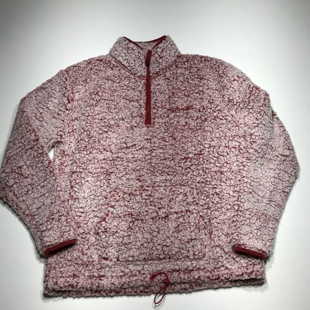 Serra Zip Up Red Sherpa Sweater